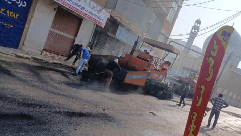 بهسازی و آسفالت معابر اطراف مسجد جامع منطقه نمره یک توسط شهرداری مسجدسلیمان